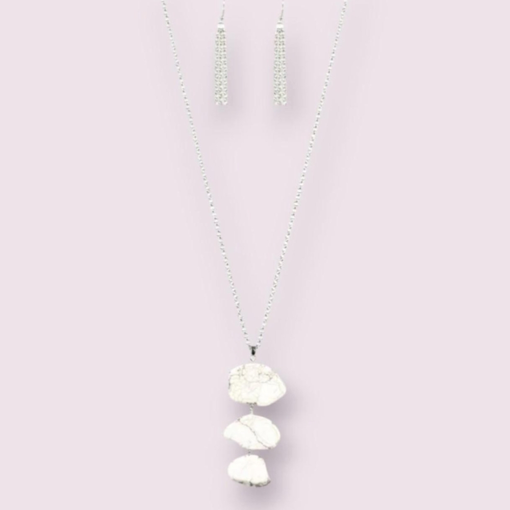 Vintage Paparazzi Silver Necklace with White Accents